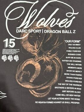 Darc Sport Wolves Dragon Ball Z Graphic Tee - Black with White Print